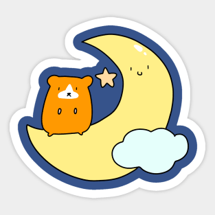 Crescent Moon Hamster Sticker